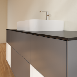 Тумба под раковину Villeroy & Boch Finion 160х50,1 см с подсветкой МДФ антрацит матовый лак/стекло черное матовое G452MTGK