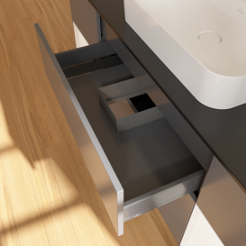 Тумба под раковину Villeroy & Boch Finion 160х50,1 см с подсветкой МДФ антрацит матовый лак/стекло черное матовое G452MTGK