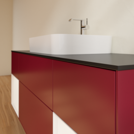 Тумба под раковину Villeroy & Boch Finion 160х50,1 см с подсветкой МДФ пион матовый лак/стекло черное матовое G452MTHB