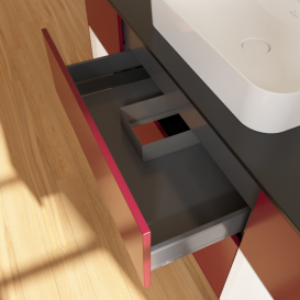 Тумба под раковину Villeroy & Boch Finion 160х50,1 см с подсветкой МДФ пион матовый лак/стекло черное матовое G452MTHB