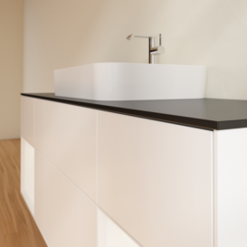 Тумба под раковину Villeroy & Boch Finion 160х50,1 см с подсветкой МДФ белый матовый лак/стекло черное матовое G452MTMT