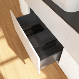 Тумба под раковину Villeroy & Boch Finion 160х50,1 см с подсветкой МДФ белый матовый лак/стекло черное матовое G452MTMT