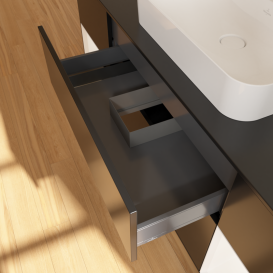 Тумба под раковину Villeroy & Boch Finion 160х50,1 см с подсветкой МДФ черный матовый лак/стекло черное матовое G452MTPD