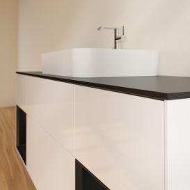 Тумба под раковину Villeroy & Boch Finion 160х50,1 см с подсветкой МДФ глянцевый белый лак/стекло черное матовое G452PDGF