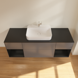 Тумба под раковину Villeroy & Boch Finion 160х50,1 см с подсветкой МДФ антрацит матовый лак/стекло черное матовое G452PDGK