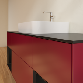 Тумба под раковину Villeroy & Boch Finion 160х50,1 см с подсветкой МДФ пион матовый лак/стекло черное матовое G452PDHB