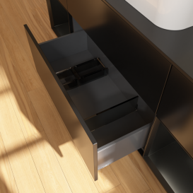 Тумба под раковину Villeroy & Boch Finion 160х50,1 см с подсветкой МДФ черный матовый лак/стекло черное матовое G452PDPD