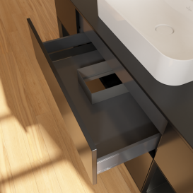 Тумба под раковину Villeroy & Boch Finion 160х50,1 см с подсветкой МДФ черный матовый лак/стекло черное матовое G452PDPD