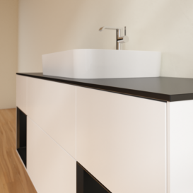 Тумба под раковину Villeroy & Boch Finion 160х50,1 см с подсветкой МДФ белый матовый лак/стекло черное матовое G452PDMT