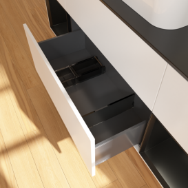 Тумба под раковину Villeroy & Boch Finion 160х50,1 см с подсветкой МДФ белый матовый лак/стекло черное матовое G452PDMT