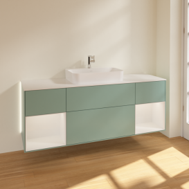 Тумба под раковину Villeroy & Boch Finion 160х50,1 см с подсветкой МДФ оливковый матовый лак/стекло белое матовое G451GFGM