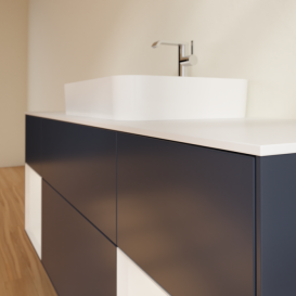 Тумба под раковину Villeroy & Boch Finion 160х50,1 см с подсветкой МДФ темно-синий матовый лак/стекло белое матовое G451GFHG