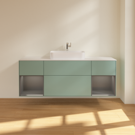 Тумба под раковину Villeroy & Boch Finion 160х50,1 см с подсветкой МДФ оливковый матовый лак/стекло белое матовое G451GKGM