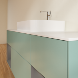 Тумба под раковину Villeroy & Boch Finion 160х50,1 см с подсветкой МДФ оливковый матовый лак/стекло белое матовое G451GKGM