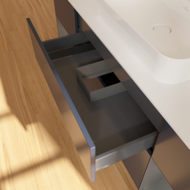 Тумба под раковину Villeroy & Boch Finion 160х50,1 см с подсветкой МДФ темно-синий матовый лак/стекло белое матовое G451GKHG