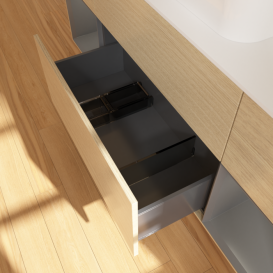 Тумба под раковину Villeroy & Boch Finion 160х50,1 см с подсветкой МДФ шпон дуба/стекло белое матовое G451GKPC