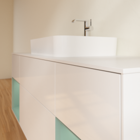 Тумба под раковину Villeroy & Boch Finion 160х50,1 см с подсветкой МДФ глянцевый белый лак/стекло белое матовое G451GMGF