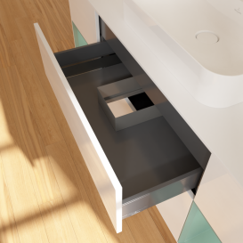 Тумба под раковину Villeroy & Boch Finion 160х50,1 см с подсветкой МДФ глянцевый белый лак/стекло белое матовое G451GMGF