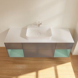 Тумба под раковину Villeroy & Boch Finion 160х50,1 см с подсветкой МДФ антрацит матовый лак/стекло белое матовое G451GMGK