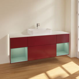 Тумба под раковину Villeroy & Boch Finion 160х50,1 см с подсветкой МДФ пион матовый лак/стекло белое матовое G451GMHB