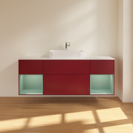 Тумба под раковину Villeroy & Boch Finion 160х50,1 см с подсветкой МДФ пион матовый лак/стекло белое матовое G451GMHB