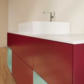 Тумба под раковину Villeroy & Boch Finion 160х50,1 см с подсветкой МДФ пион матовый лак/стекло белое матовое G451GMHB