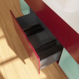 Тумба под раковину Villeroy & Boch Finion 160х50,1 см с подсветкой МДФ пион матовый лак/стекло белое матовое G451GMHB