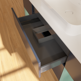 Тумба под раковину Villeroy & Boch Finion 160х50,1 см с подсветкой МДФ темно-синий матовый лак/стекло белое матовое G451GMHG