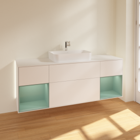 Тумба под раковину Villeroy & Boch Finion 160х50,1 см с подсветкой МДФ белый матовый лак/стекло белое матовое G451GMMT