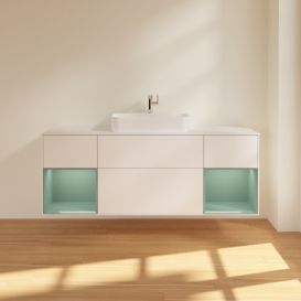 Тумба под раковину Villeroy & Boch Finion 160х50,1 см с подсветкой МДФ белый матовый лак/стекло белое матовое G451GMMT