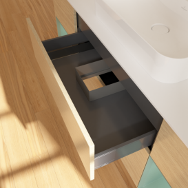 Тумба под раковину Villeroy & Boch Finion 160х50,1 см с подсветкой МДФ шпон дуба/стекло белое матовое G451GMPC