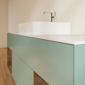 Тумба под раковину Villeroy & Boch Finion 160х50,1 см с подсветкой МДФ оливковый матовый лак/стекло белое матовое G451GNGM