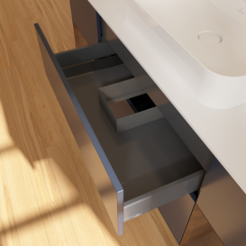 Тумба під раковину Villeroy & Boch Finion 160х50,1 см із підсвічуванням МДФ темно-синій матовий лак/скло біле матове G451GNHG