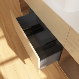 Тумба под раковину Villeroy & Boch Finion 160х50,1 см с подсветкой МДФ шпон дуба/стекло белое матовое G451GNPC