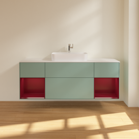 Тумба под раковину Villeroy & Boch Finion 160х50,1 см с подсветкой МДФ оливковый матовый лак/стекло белое матовое G451HBGM