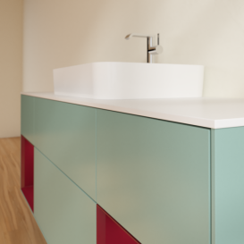 Тумба под раковину Villeroy & Boch Finion 160х50,1 см с подсветкой МДФ оливковый матовый лак/стекло белое матовое G451HBGM