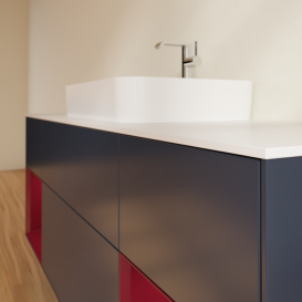 Тумба под раковину Villeroy & Boch Finion 160х50,1 см с подсветкой МДФ темно-синий матовый лак/стекло белое матовое G451HBHG