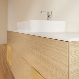 Тумба под раковину Villeroy & Boch Finion 160х50,1 см с подсветкой МДФ шпон дуба/стекло белое матовое G451HFPC