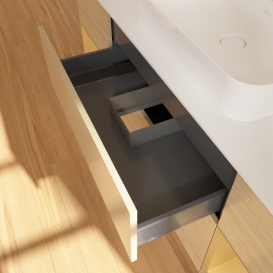 Тумба под раковину Villeroy & Boch Finion 160х50,1 см с подсветкой МДФ шпон дуба/стекло белое матовое G451HFPC