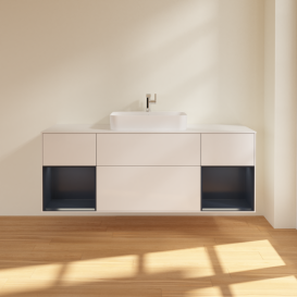 Тумба под раковину Villeroy & Boch Finion 160х50,1 см с подсветкой МДФ глянцевый белый лак/стекло белое матовое G451HGGF