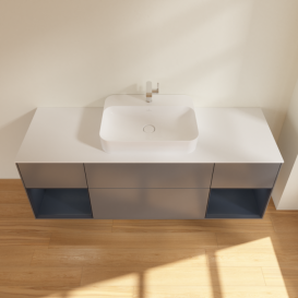 Тумба под раковину Villeroy & Boch Finion 160х50,1 см с подсветкой МДФ антрацит матовый лак/стекло белое матовое G451HGGK