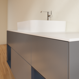 Тумба под раковину Villeroy & Boch Finion 160х50,1 см с подсветкой МДФ антрацит матовый лак/стекло белое матовое G451HGGK