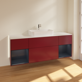 Тумба под раковину Villeroy & Boch Finion 160х50,1 см с подсветкой МДФ пион матовый лак/стекло белое матовое G451HGHB