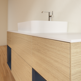 Тумба под раковину Villeroy & Boch Finion 160х50,1 см с подсветкой МДФ шпон дуба/стекло белое матовое G451HGPC