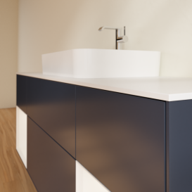 Тумба под раковину Villeroy & Boch Finion 160х50,1 см с подсветкой МДФ темно-синий матовый лак/стекло белое матовое G451MTHG