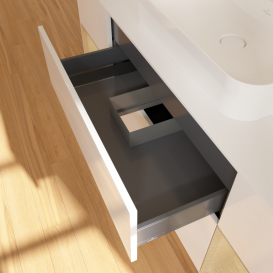 Тумба под раковину Villeroy & Boch Finion 160х50,1 см с подсветкой МДФ глянцевый белый лак/стекло белое матовое G451PCGF