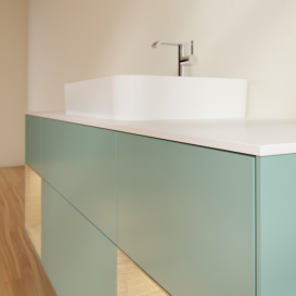 Тумба под раковину Villeroy & Boch Finion 160х50,1 см с подсветкой МДФ оливковый матовый лак/стекло белое матовое G451PCGM