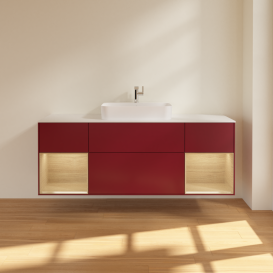 Тумба под раковину Villeroy & Boch Finion 160х50,1 см с подсветкой МДФ пион матовый лак/стекло белое матовое G451PCHB