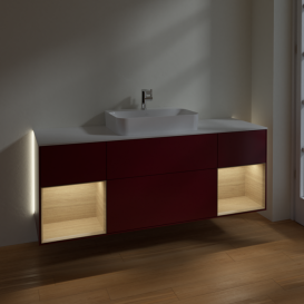 Тумба под раковину Villeroy & Boch Finion 160х50,1 см с подсветкой МДФ пион матовый лак/стекло белое матовое G451PCHB