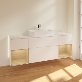 Тумба под раковину Villeroy & Boch Finion 160х50,1 см с подсветкой МДФ белый матовый лак/стекло белое матовое G451PCMT